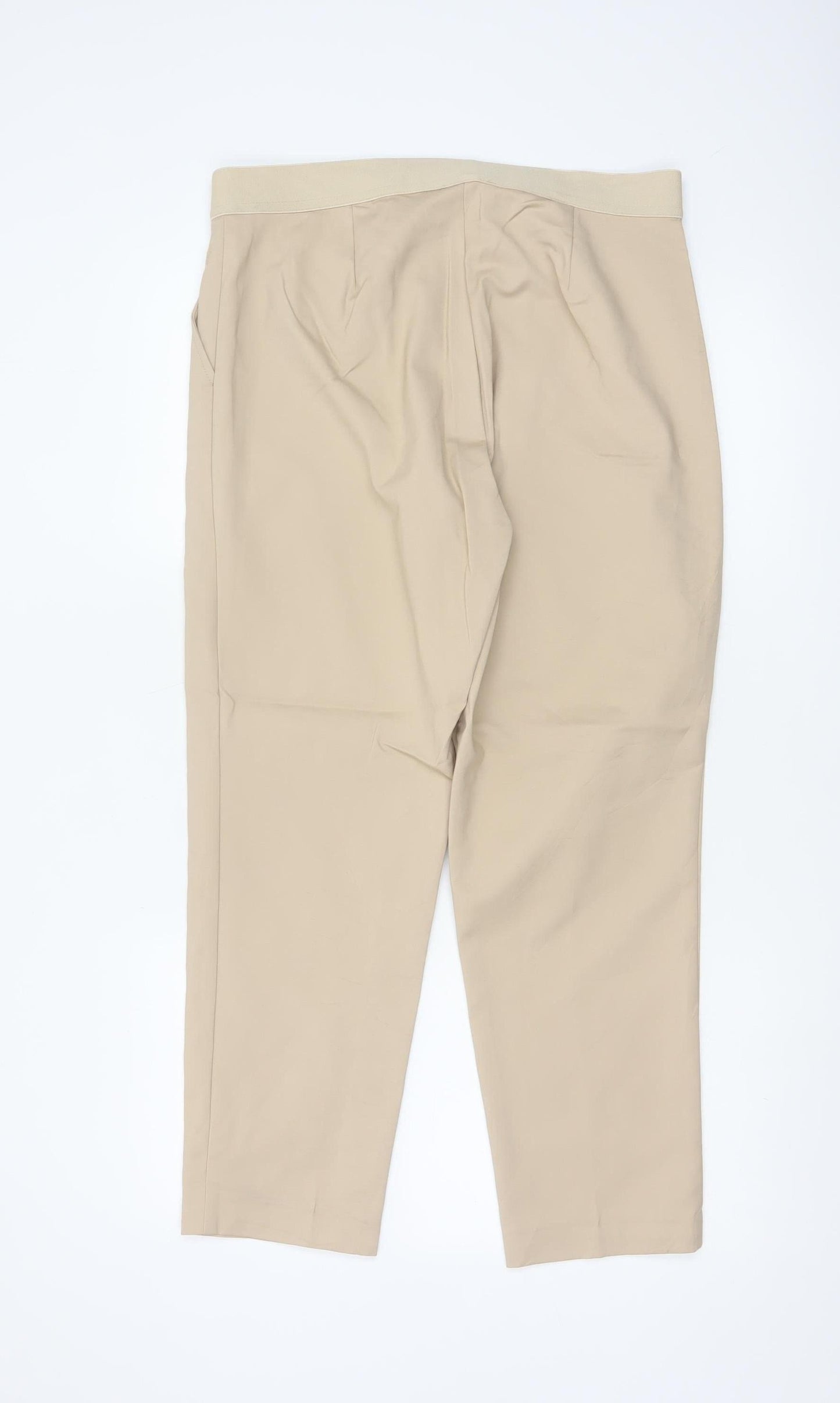 Marks and Spencer Women Beige Chino Trousers Size 14 Short
