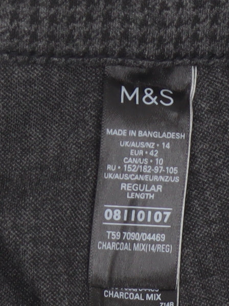 Marks and Spencer Women Charcoal Mix Size 14 Regular Trousers