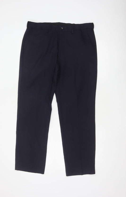 Marks and Spencer Men's Black Regular Fit Dress Trousers 34W 29L