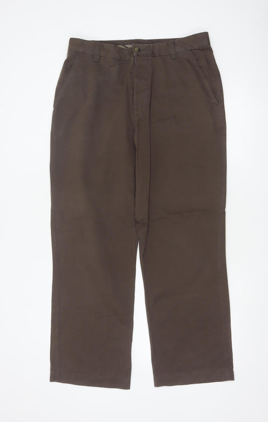 Marks and Spencer Blue Harbour Men's Brown 34x29 Chino Trousers
