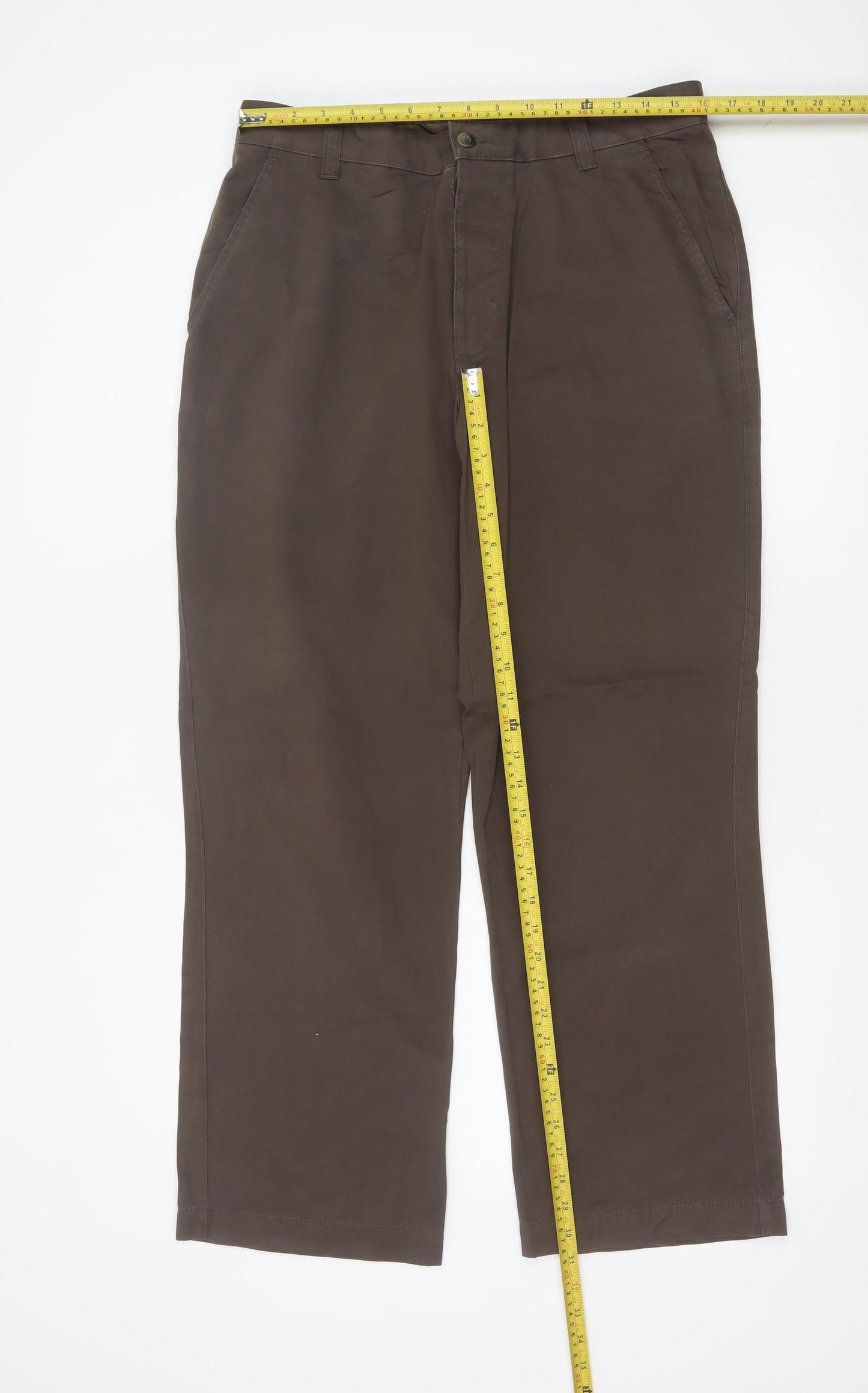 Marks and Spencer Blue Harbour Men's Brown 34x29 Chino Trousers