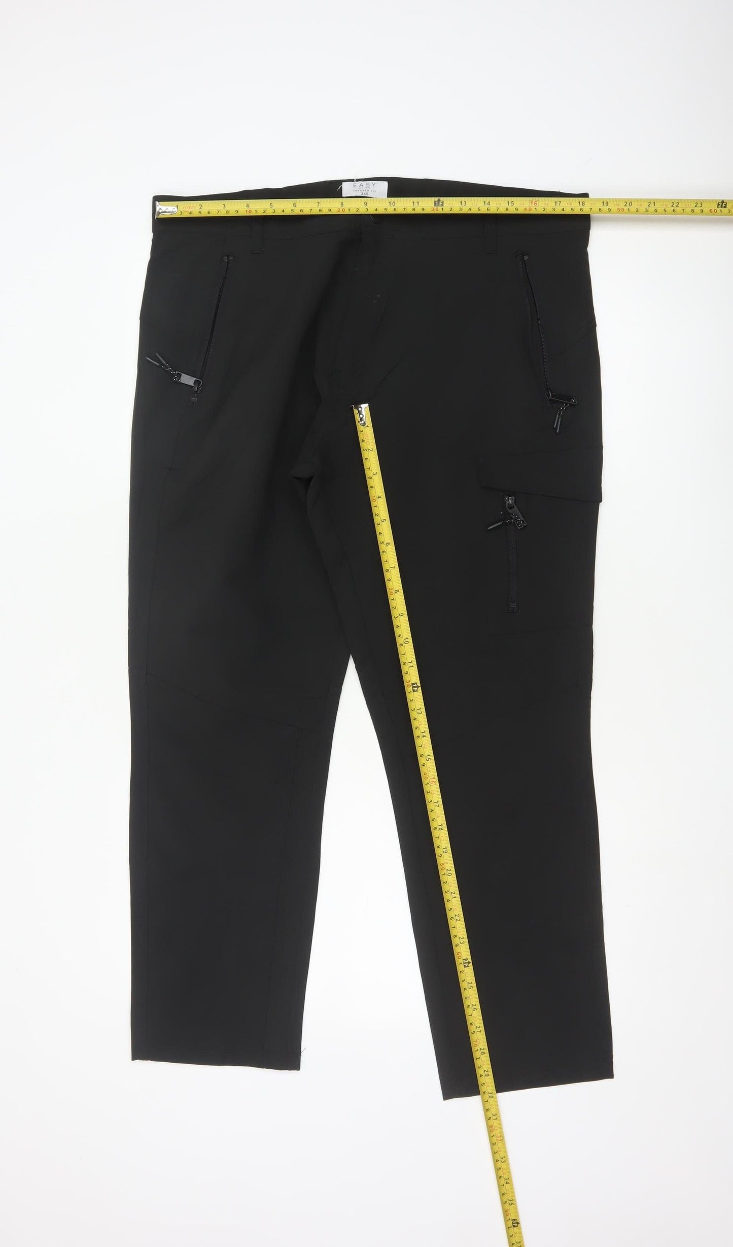 EASY Men's Black 36S Tapered Fit Cargo Trousers