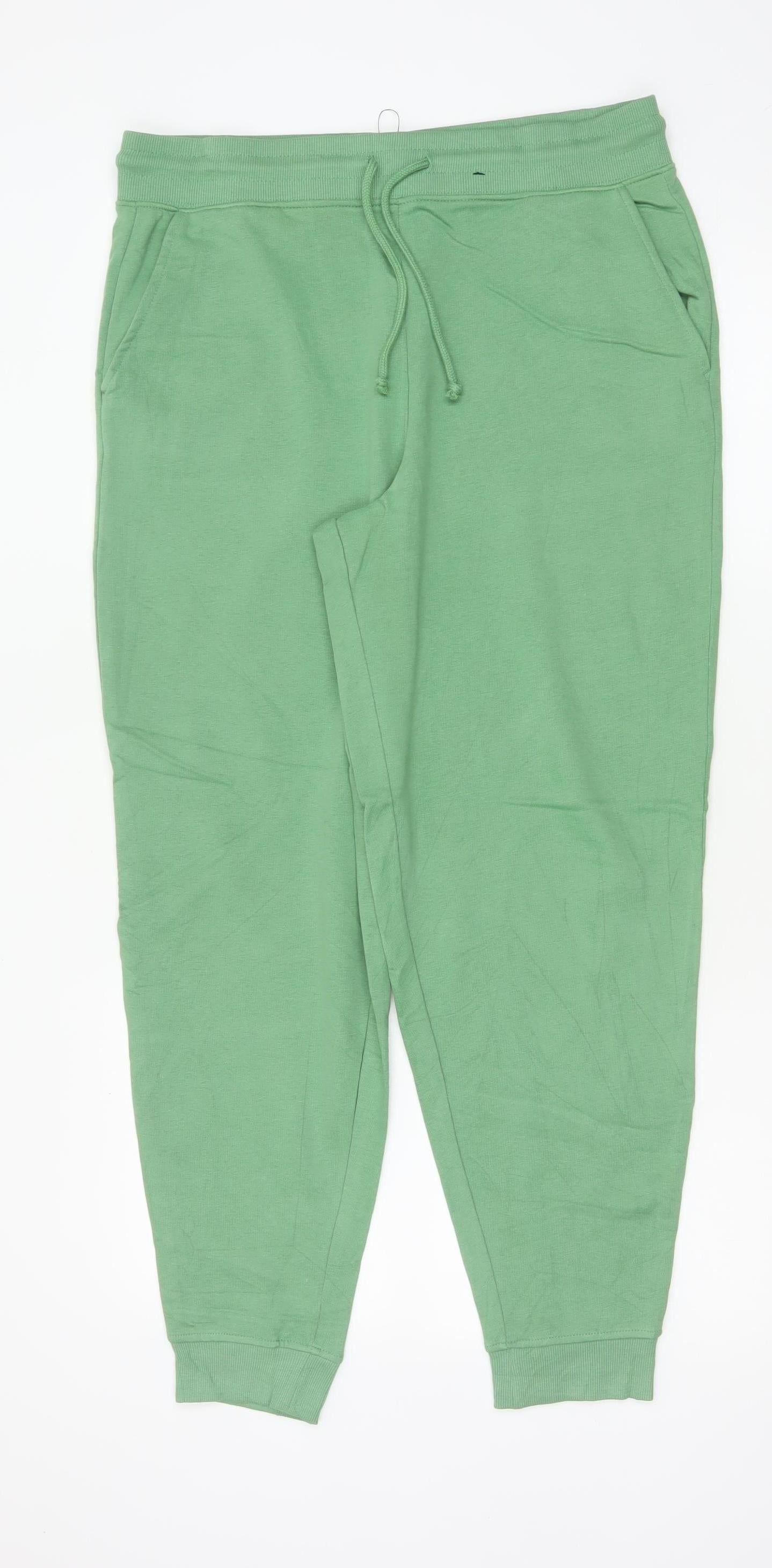 Marks and Spencer Women’s Green Cotton Jogger Trousers Size 14