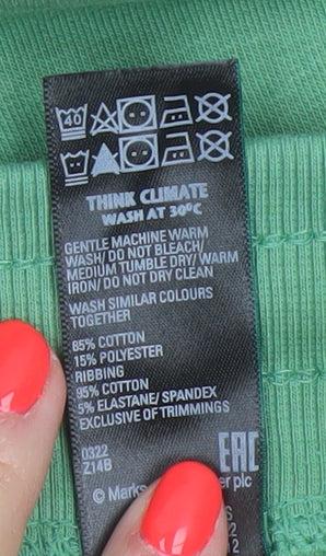 Marks and Spencer Women’s Green Cotton Jogger Trousers Size 14