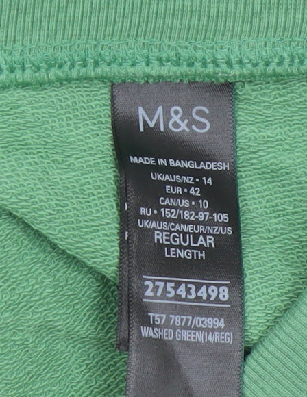 Marks and Spencer Women’s Green Cotton Jogger Trousers Size 14