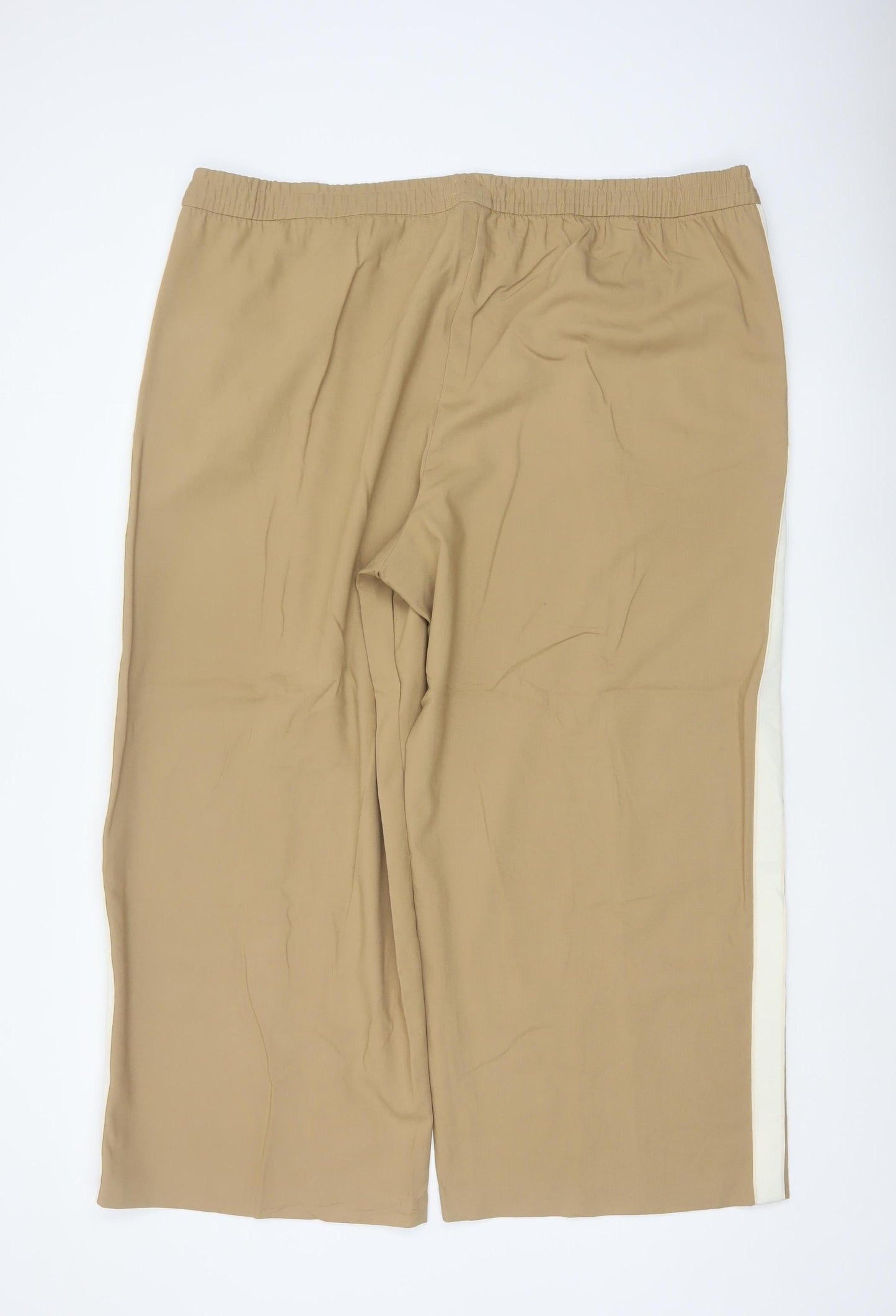 Marks and Spencer Women Beige Cropped Elastic Waist Trousers Size 24 Short