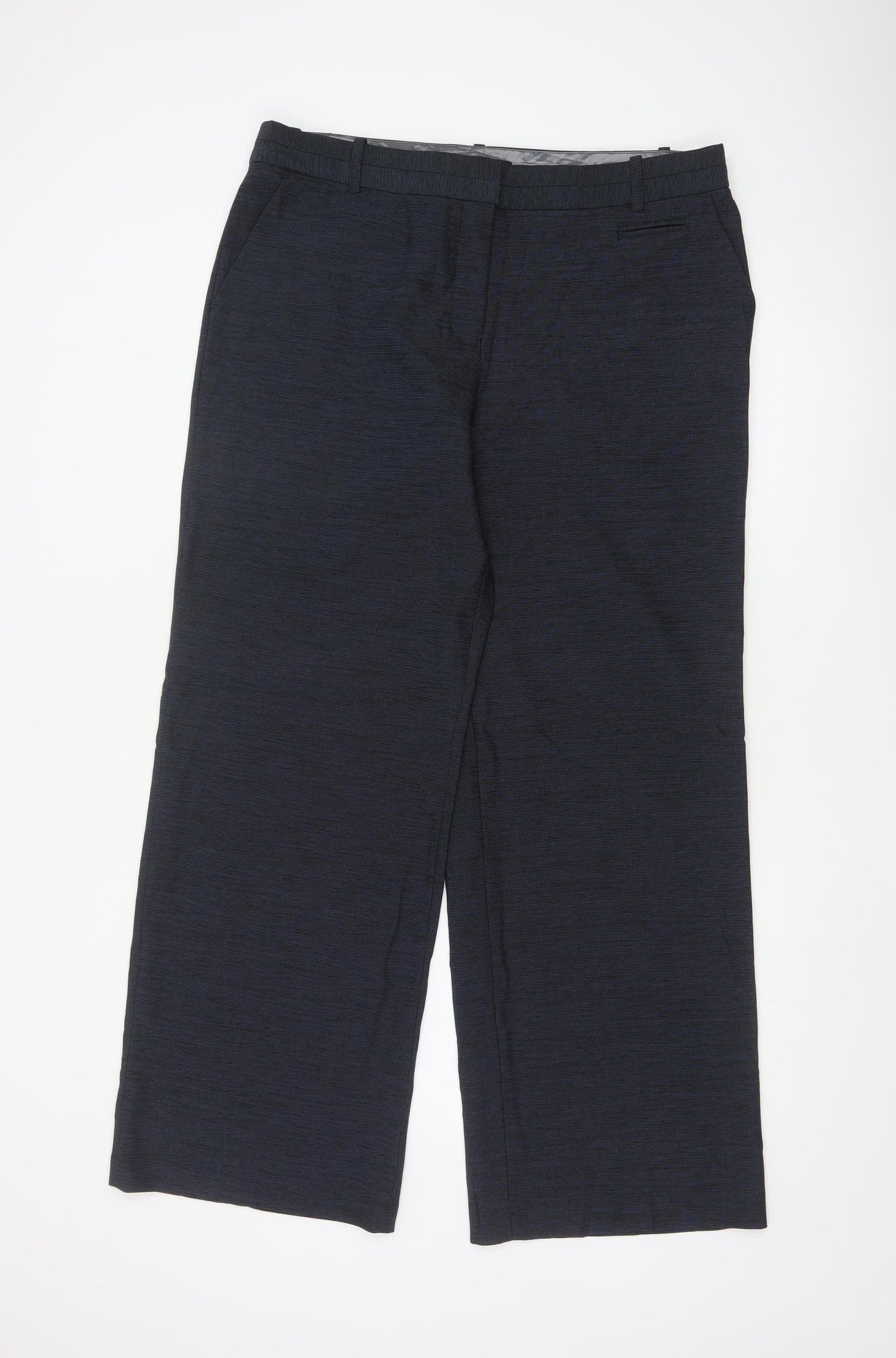 Next Women's Black Size 16R Wide-Leg Trousers Polyester Blend