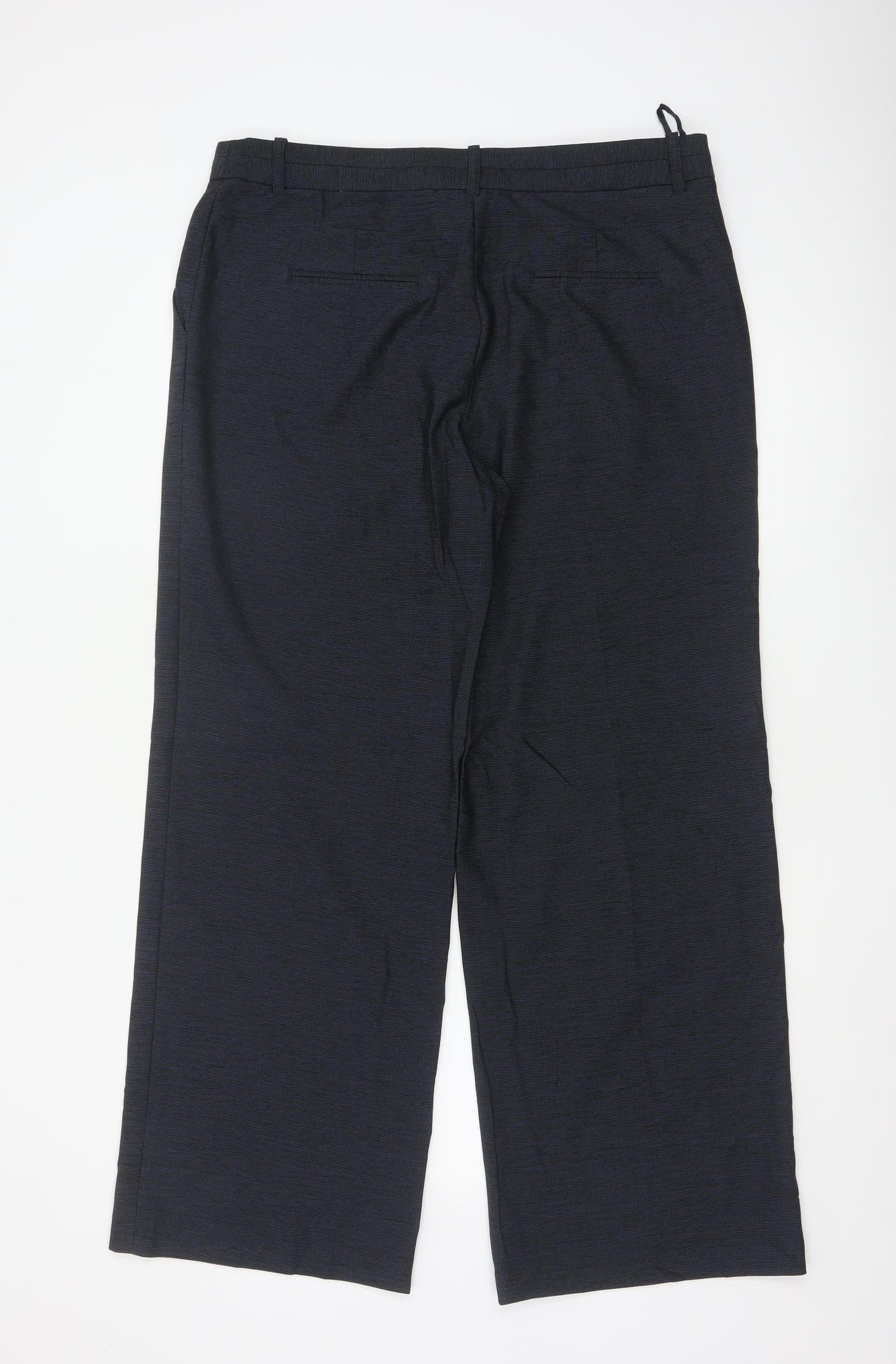 Next Women's Black Size 16R Wide-Leg Trousers Polyester Blend