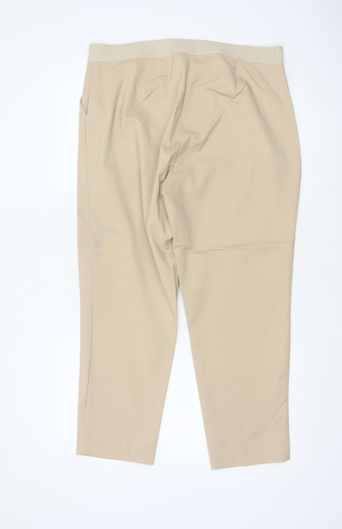 Marks and Spencer Women Beige Cotton Blend Chino Trousers Size 16