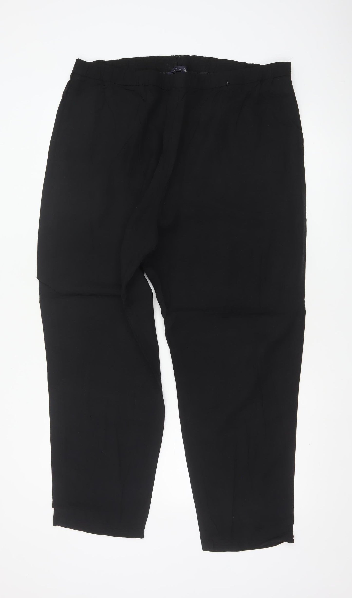 Marks and Spencer Women Black Size 18 Regular Lyocell Cotton Trousers