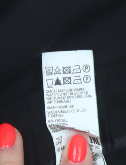 Marks and Spencer Women Black Size 18 Regular Lyocell Cotton Trousers