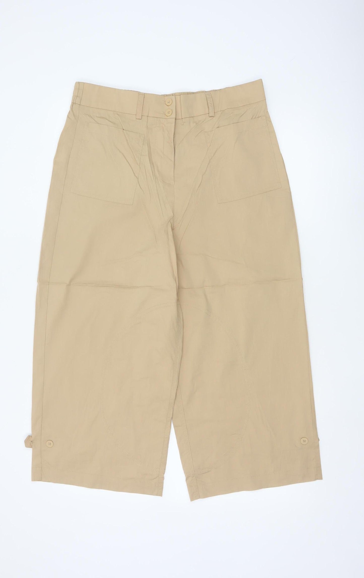 DKNY Womens Beige Capri Trousers M Lightweight Cotton Blend