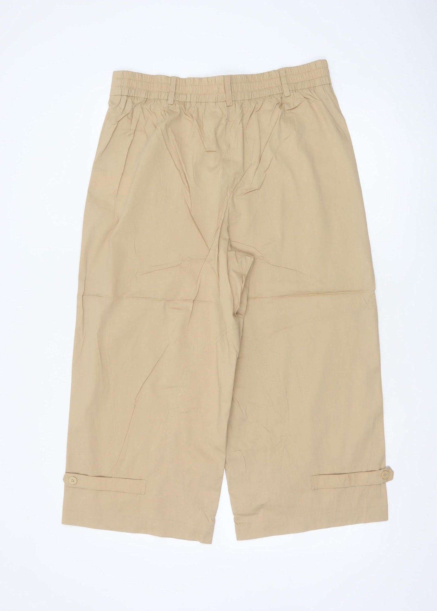 DKNY Womens Beige Capri Trousers M Lightweight Cotton Blend