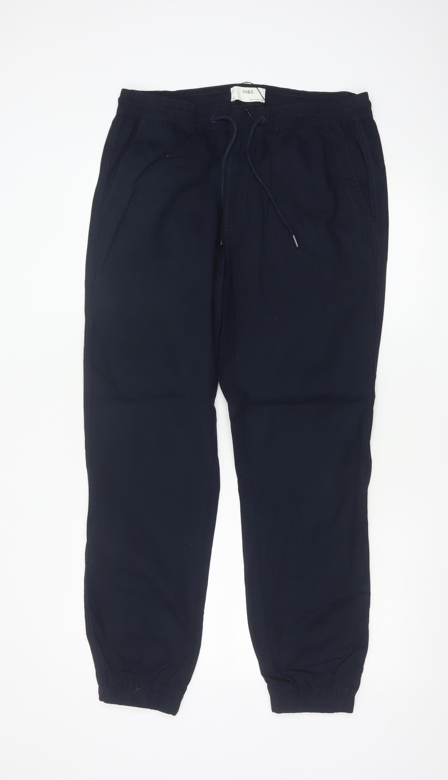 Marks and Spencer Men's Blue Cotton Jogger Trousers M