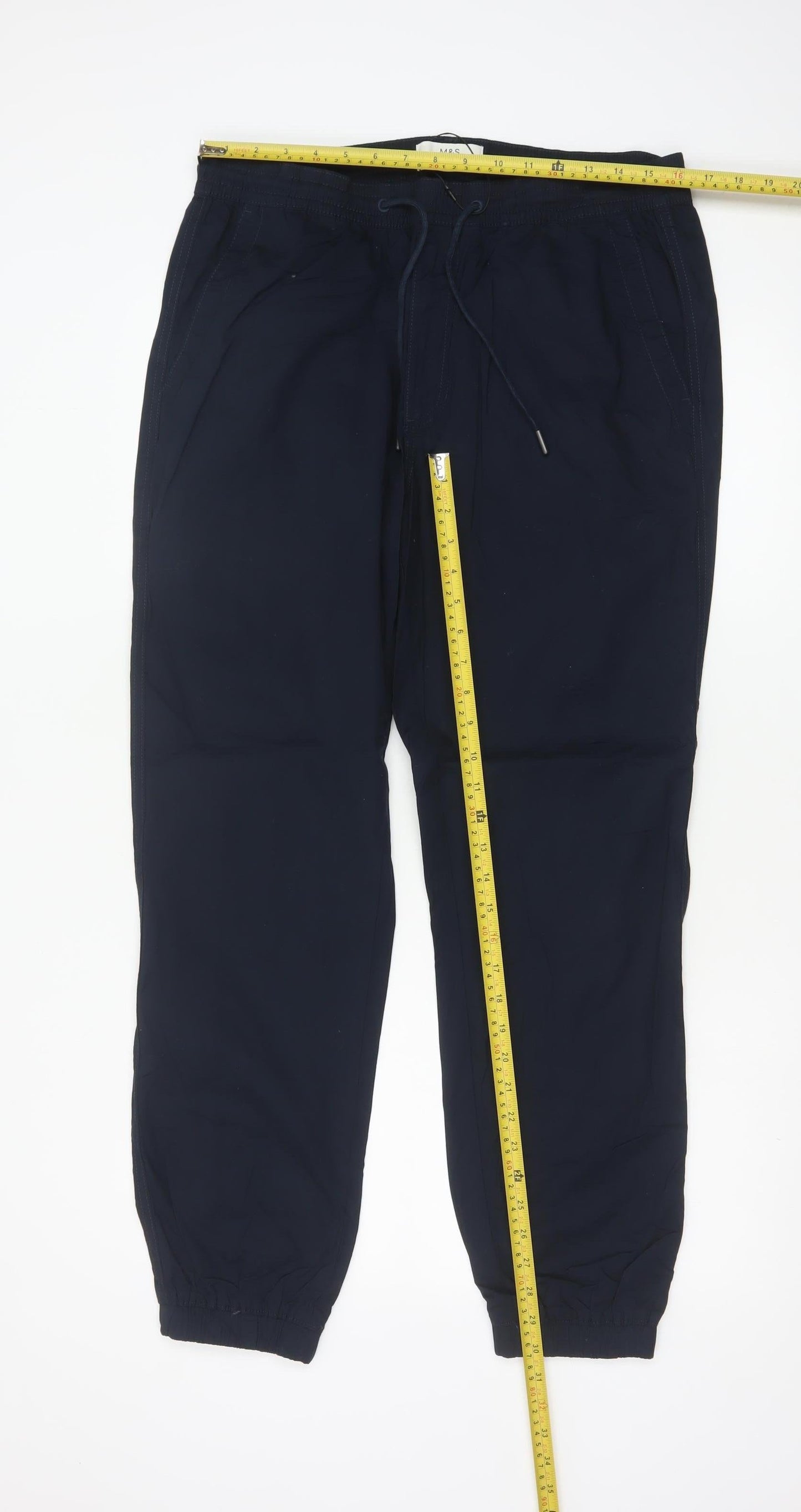 Marks and Spencer Men's Blue Cotton Jogger Trousers M