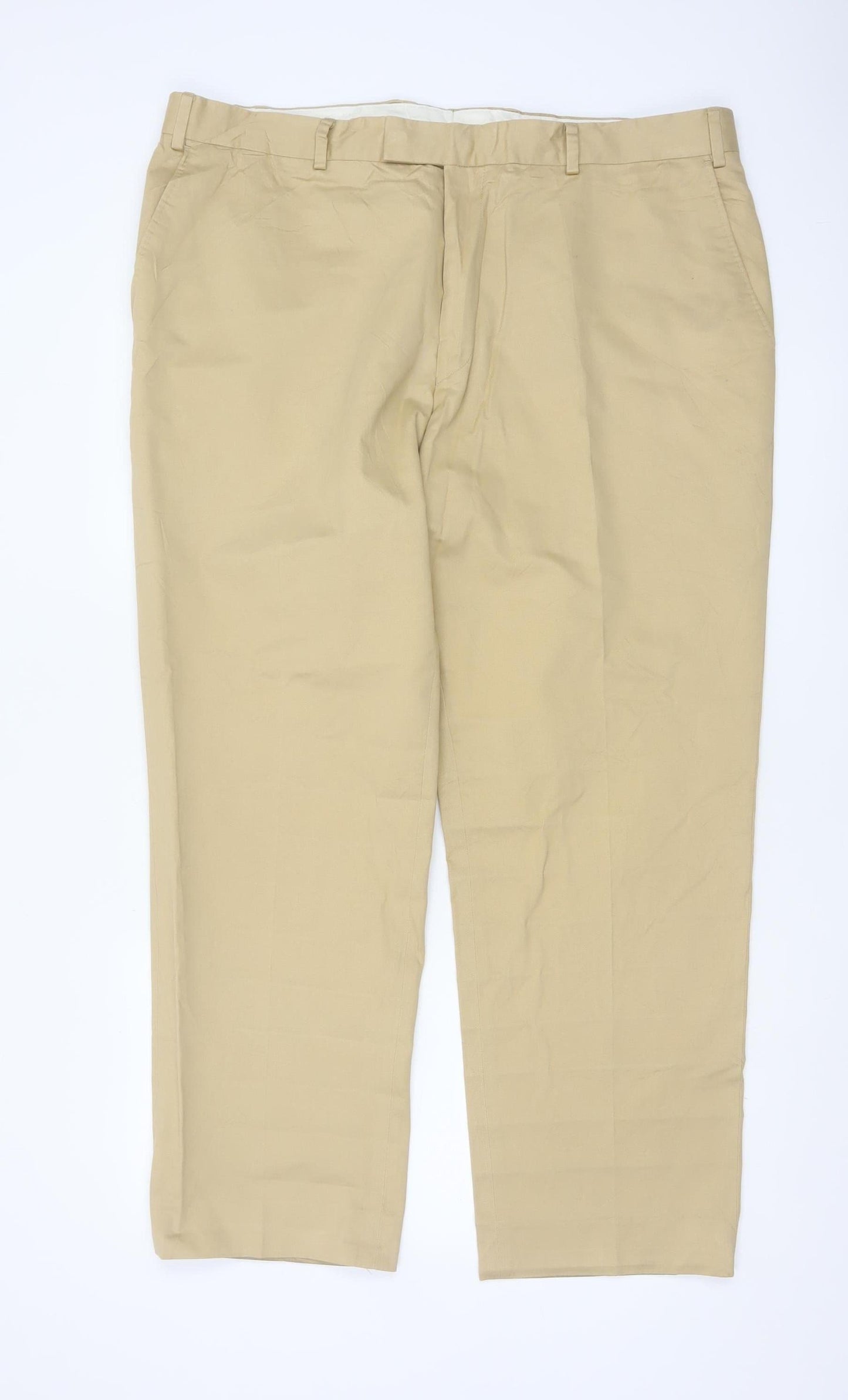 Jaeger Men's Beige Cotton Chino Trousers 40R Straight Leg