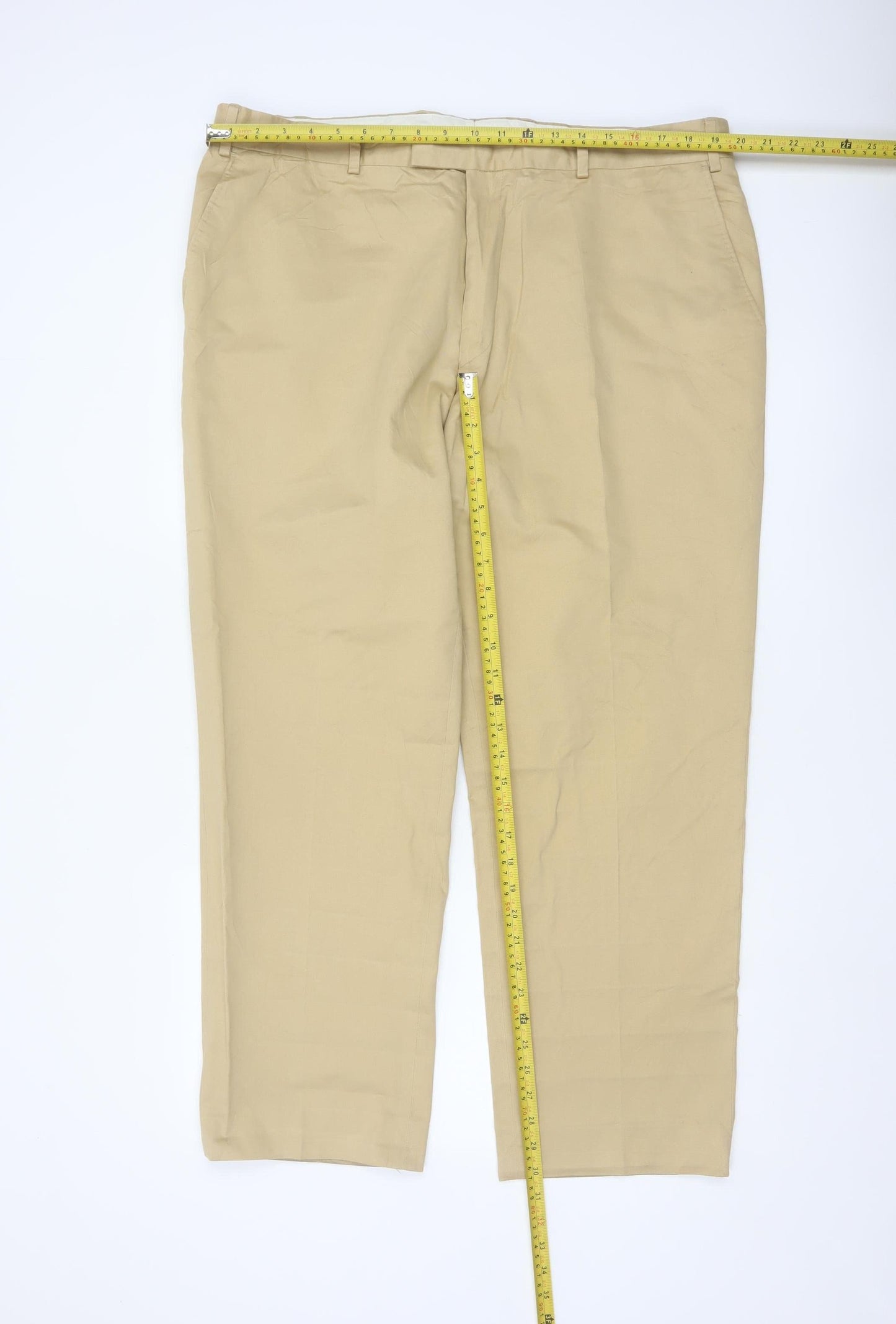 Jaeger Men's Beige Cotton Chino Trousers 40R Straight Leg