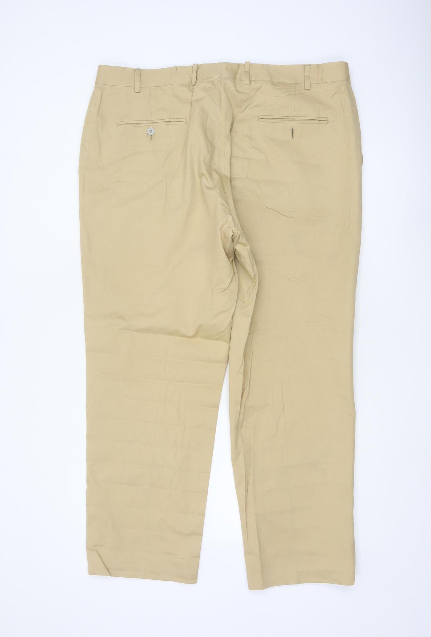 Jaeger Men's Beige Cotton Chino Trousers 40R Straight Leg