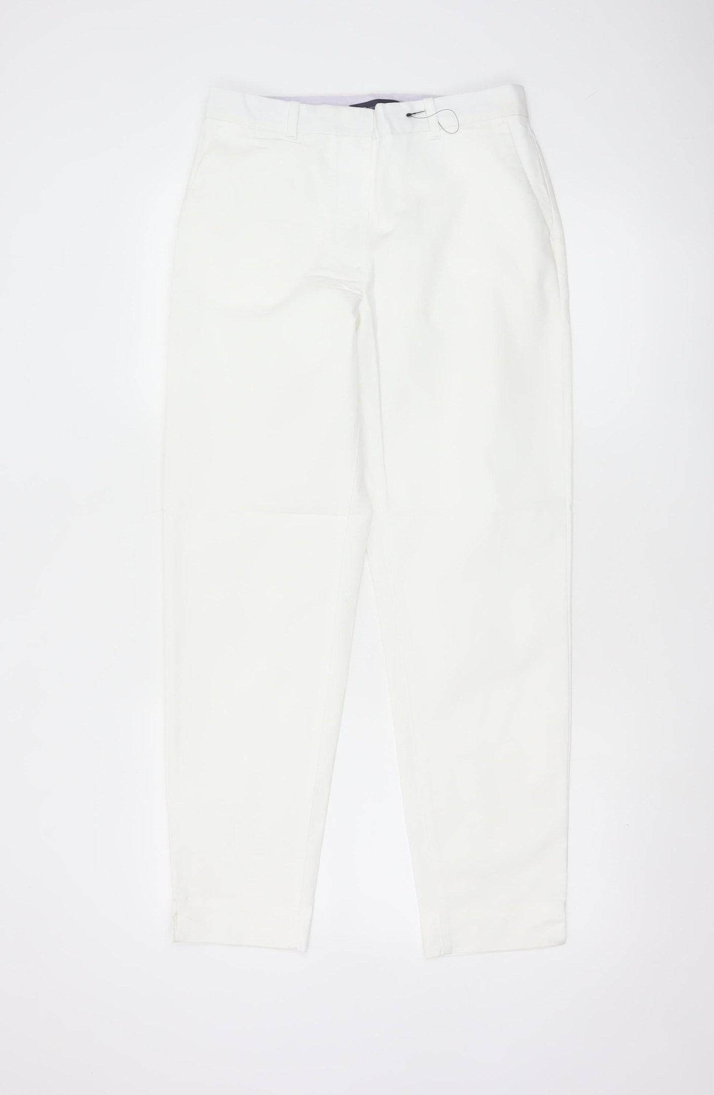 Marks and Spencer Women White Size 8 Chino Trousers Cotton Blend