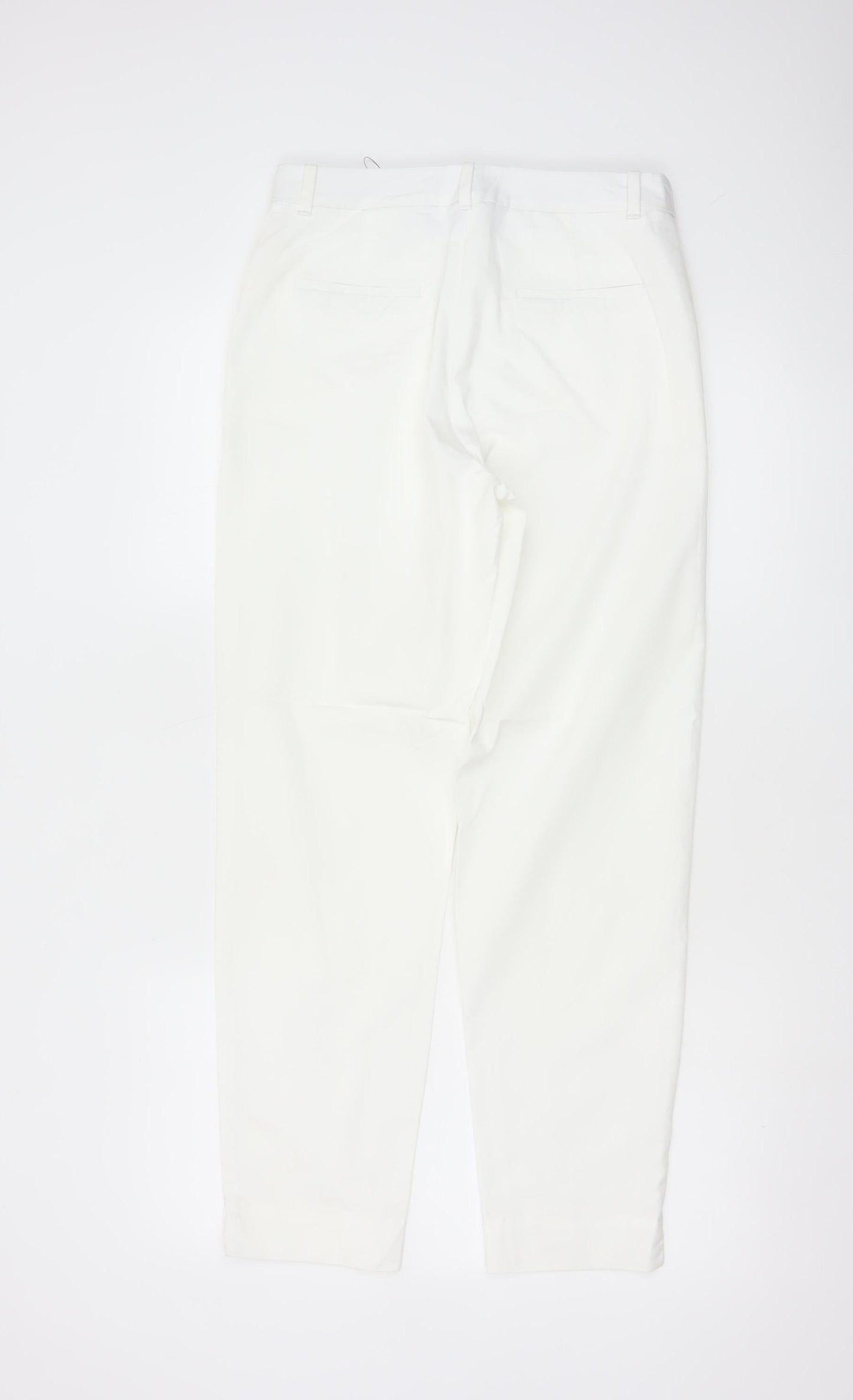 Marks and Spencer Women White Size 8 Chino Trousers Cotton Blend