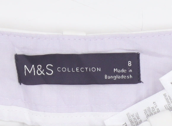 Marks and Spencer Women White Size 8 Chino Trousers Cotton Blend
