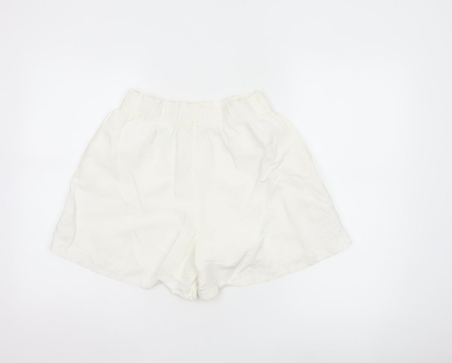H&M Women’s Ivory Linen Blend Elastic Waist Casual Shorts Size 8
