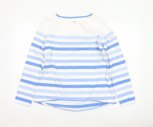 Joules Women’s Blue Striped Long Sleeve Cotton Nautical Top UK 14