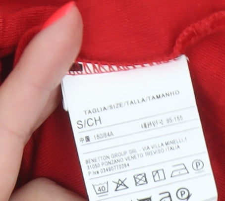 United Colors of Benetton Women Red Cotton Roll Neck Top Size S