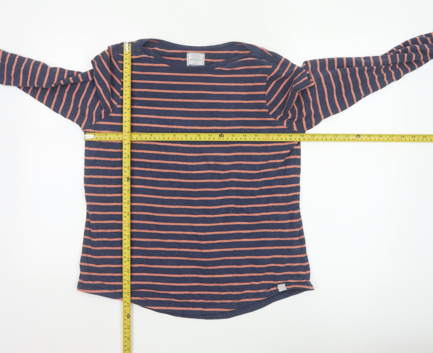 Fat Face Women Blue Striped Long Sleeve Jersey T-Shirt UK 12
