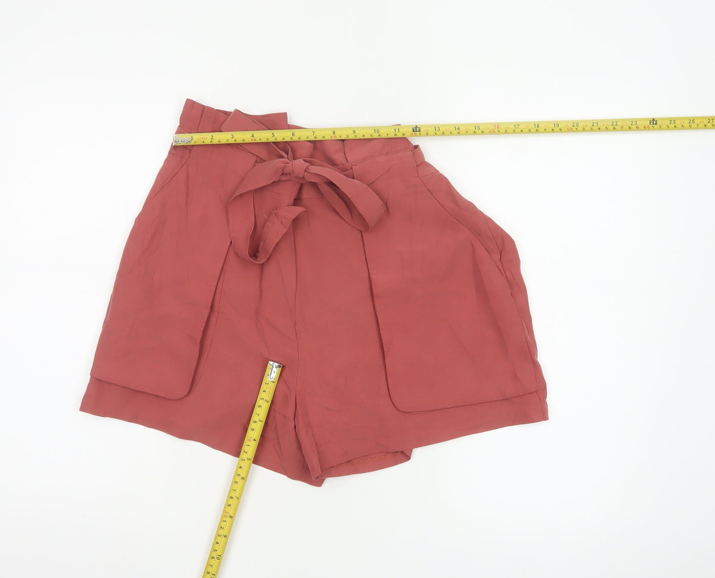 Monki Women Red Size 14 Paperbag Tie Waist Shorts