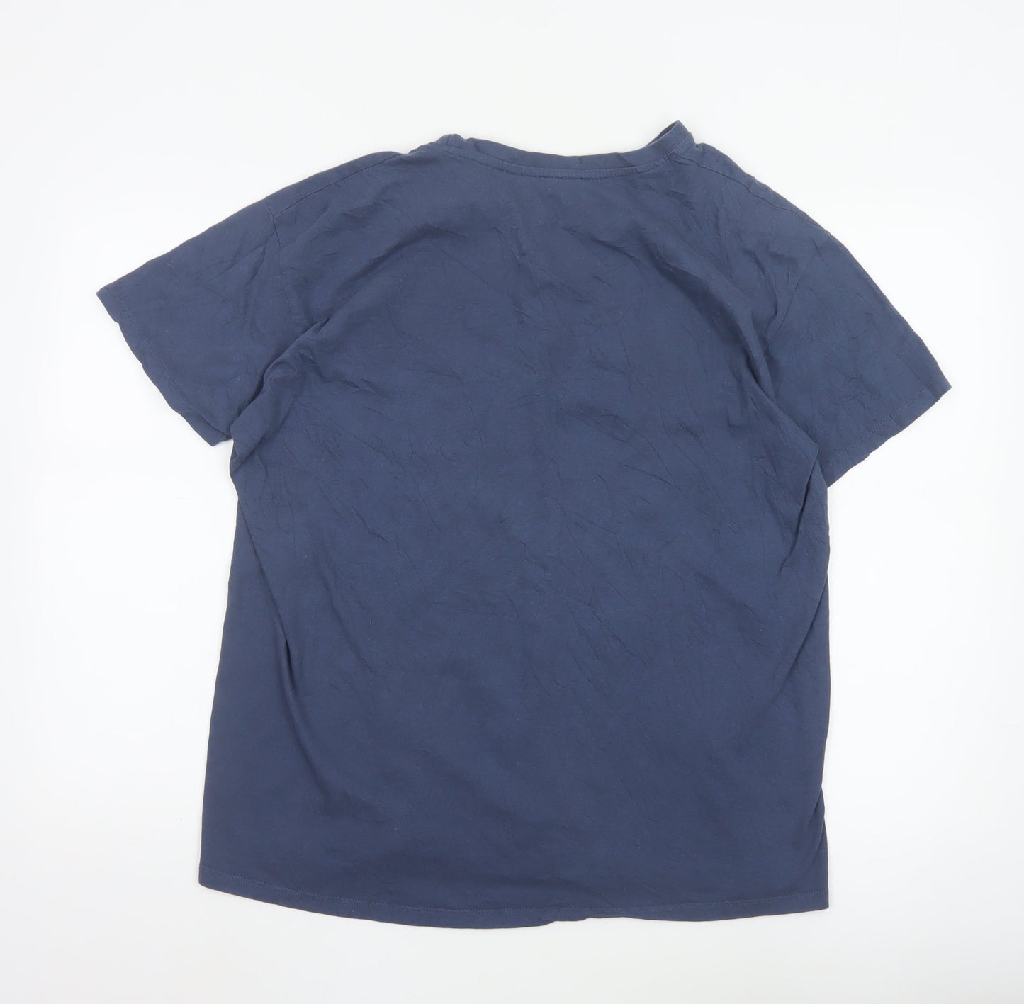 Saltrock Men's Blue Graphic Stripe Cotton T-Shirt Size L Regular Fit
