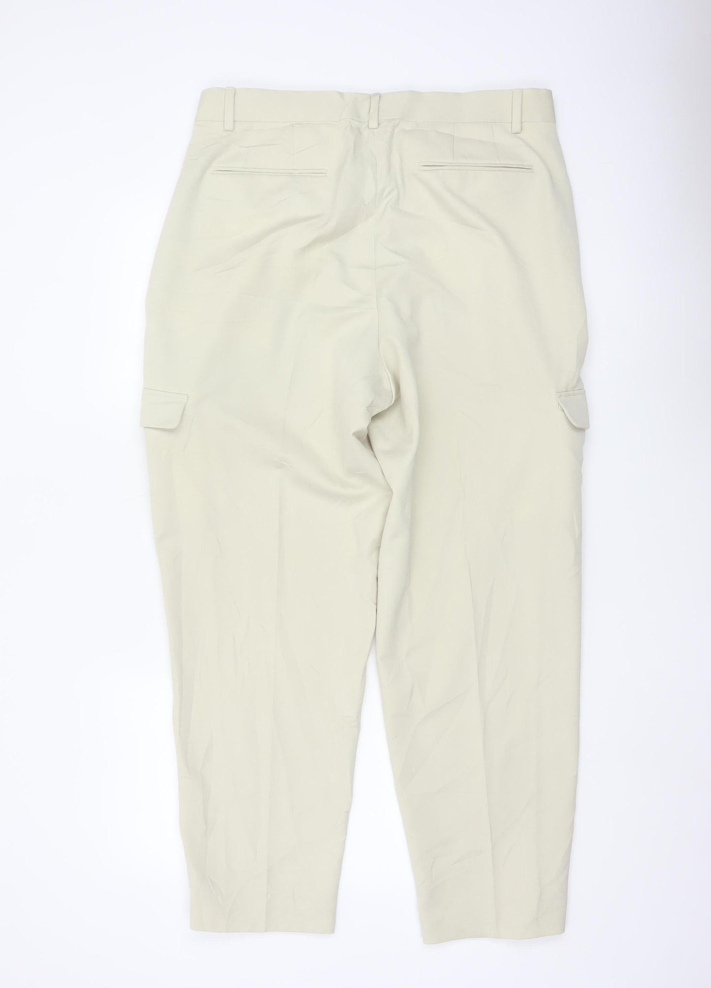 ASOS Women Beige Cargo Chino Trousers Size S High Waist