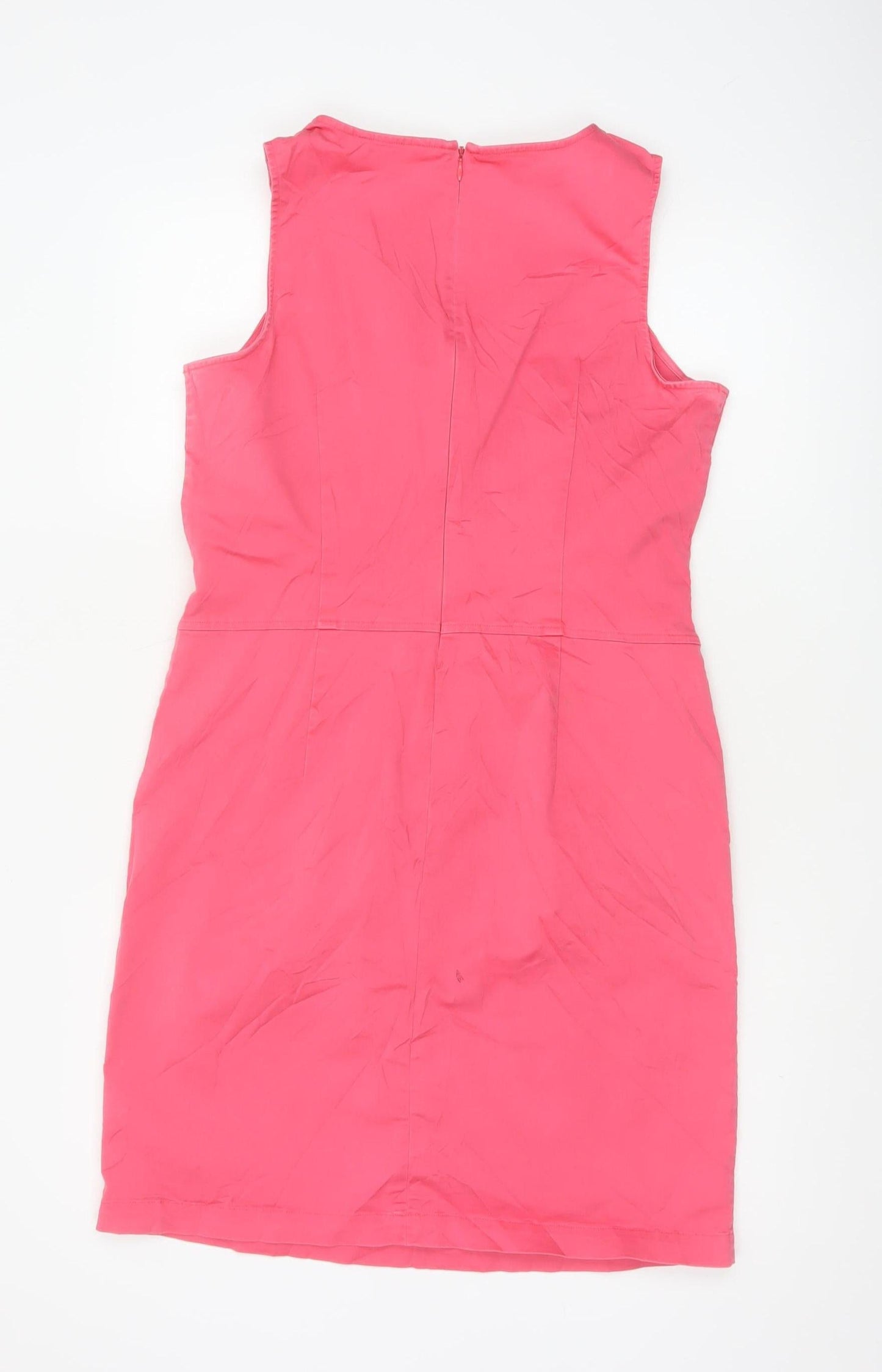 Boden Women Pink Cotton Shift Dress Size 12 Sleeveless Knee Length