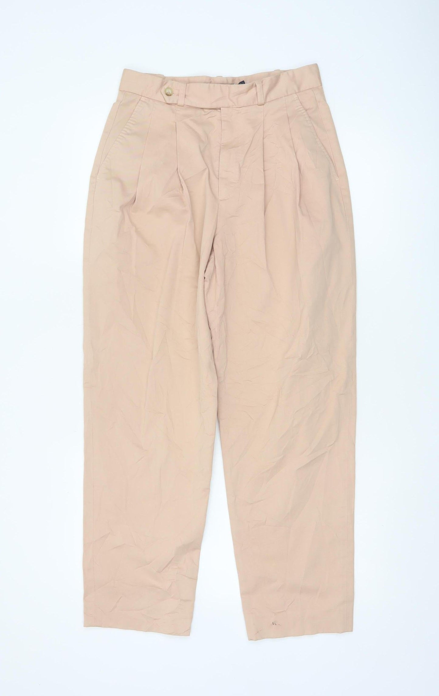 Polo Ralph Lauren Women's Beige Pleated Cotton Chino Trousers Size 6