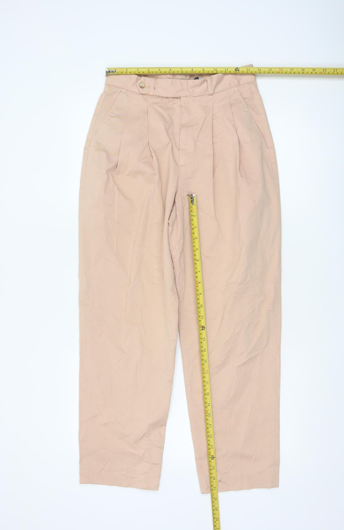 Polo Ralph Lauren Women's Beige Pleated Cotton Chino Trousers Size 6