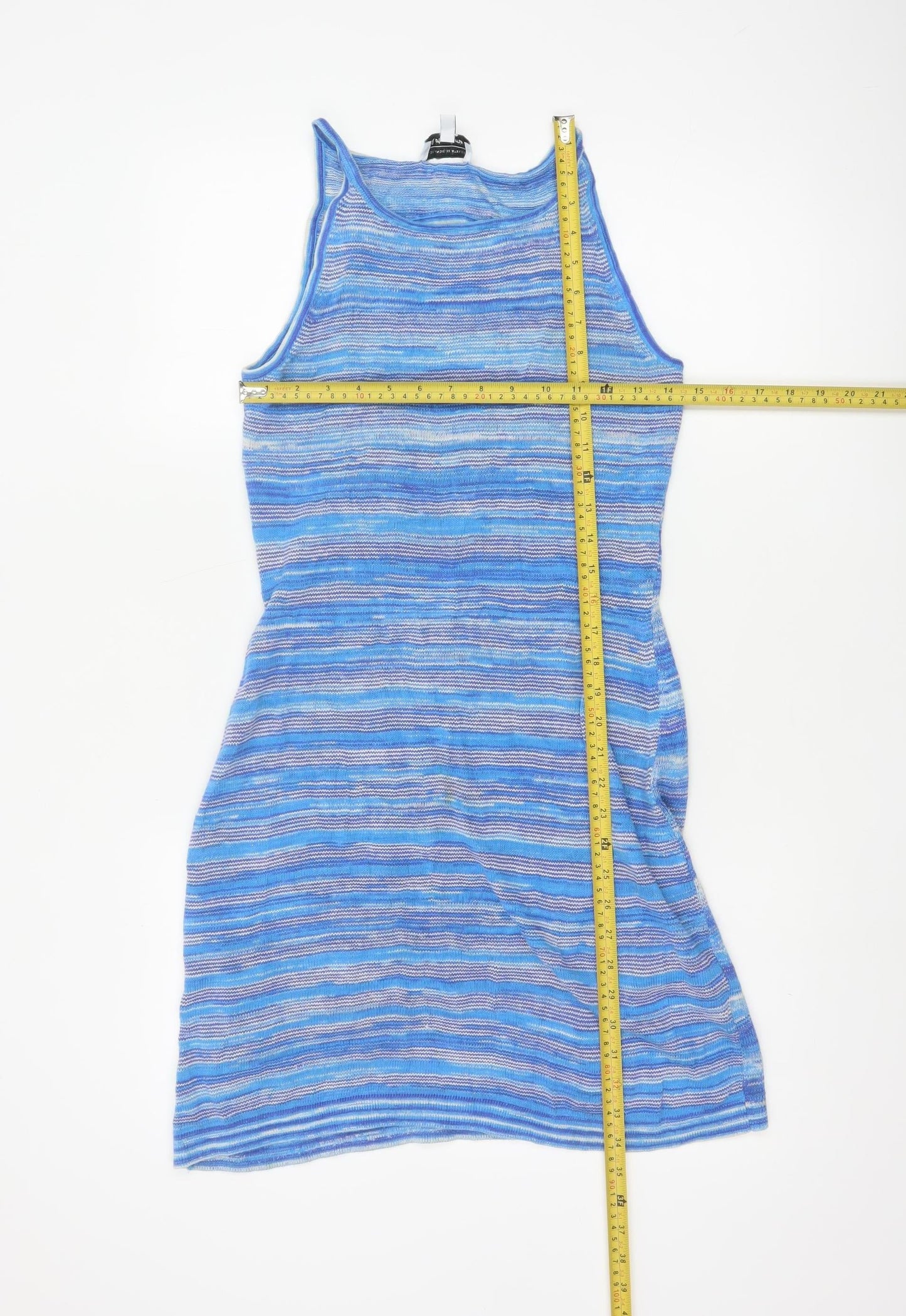 & Other Stories Womens Blue Striped Tank Dress Size S Sleeveless Knit Cotton Linen