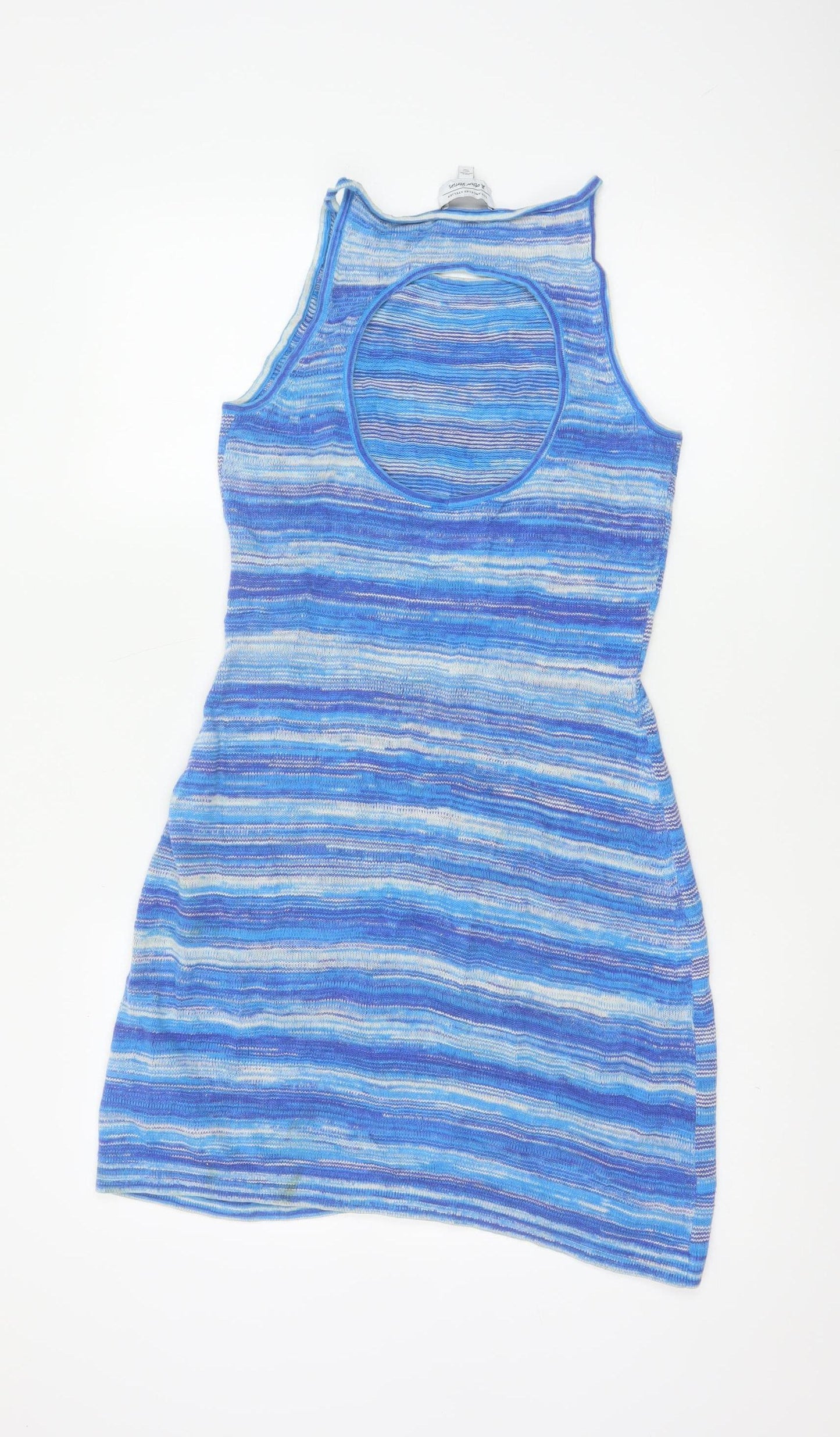 & Other Stories Womens Blue Striped Tank Dress Size S Sleeveless Knit Cotton Linen