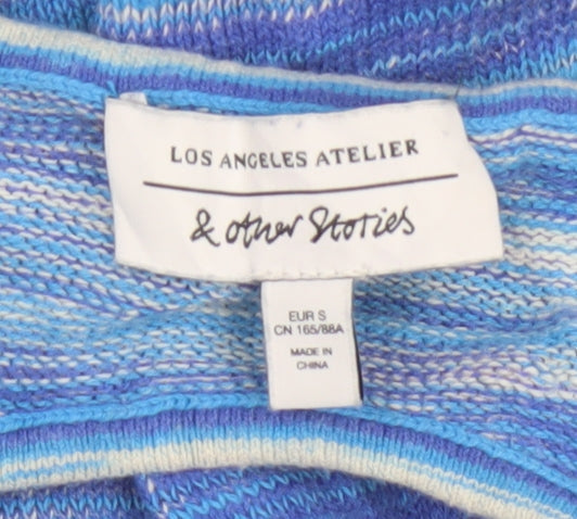 & Other Stories Womens Blue Striped Tank Dress Size S Sleeveless Knit Cotton Linen