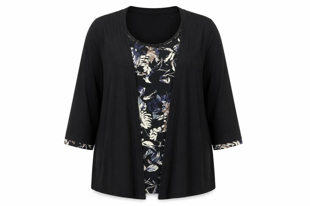 Debenhams Women’s Black Floral Beaded Tunic Blouse Size 20