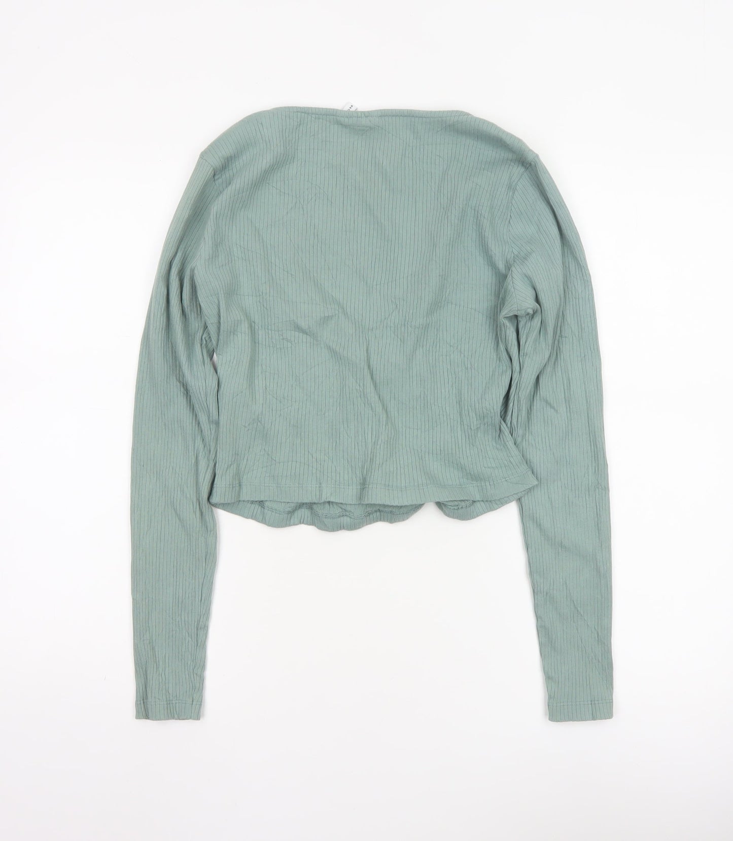 ASOS Design Women’s Green Wrap Ribbed Long Sleeve Blouse Size 16