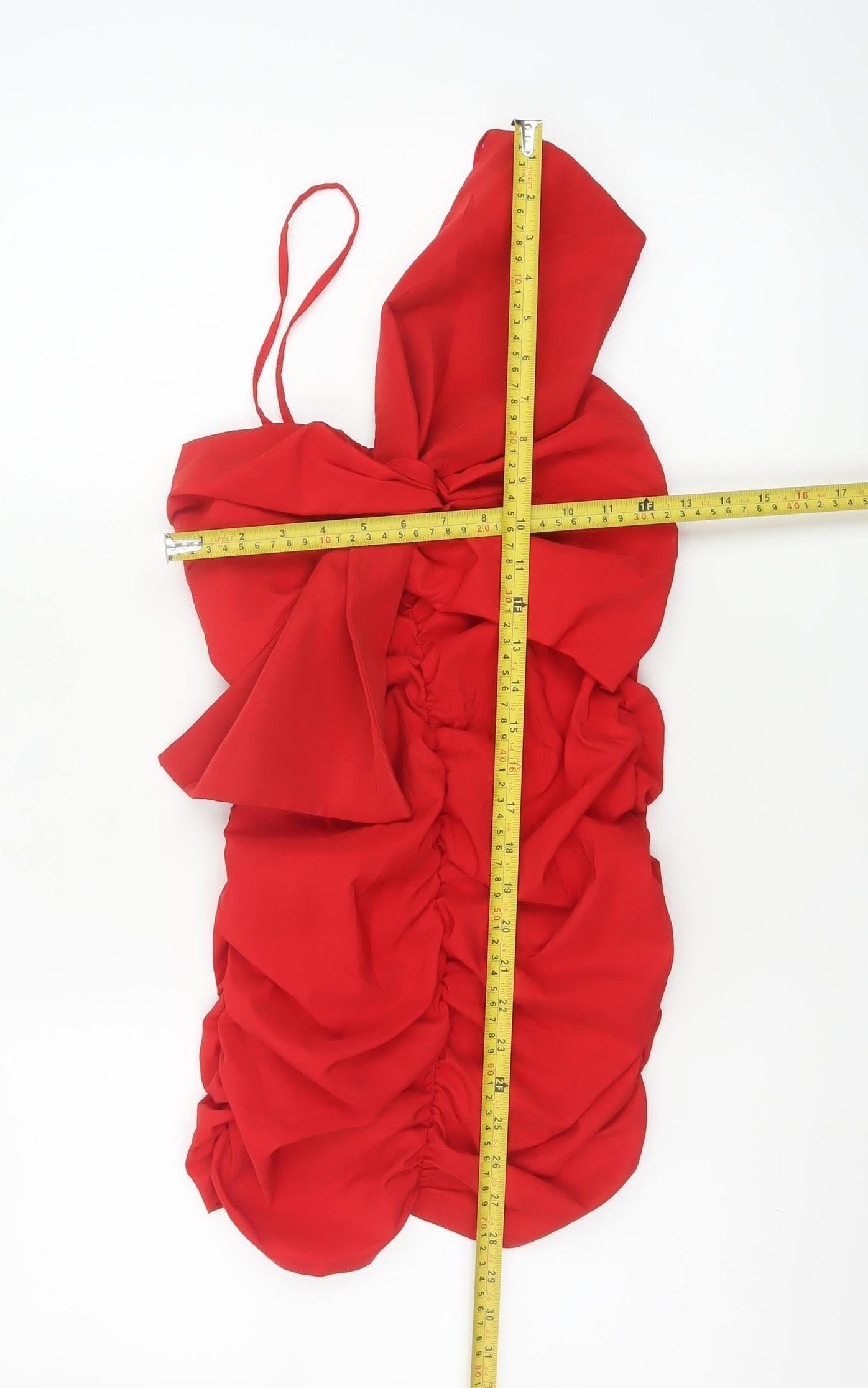 ZARA Women’s Red One Shoulder Ruched Bodycon Party Dress Size 8