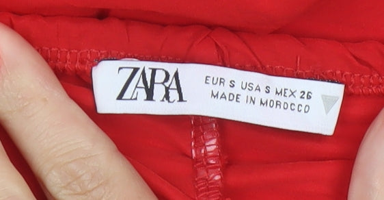ZARA Women’s Red One Shoulder Ruched Bodycon Party Dress Size 8