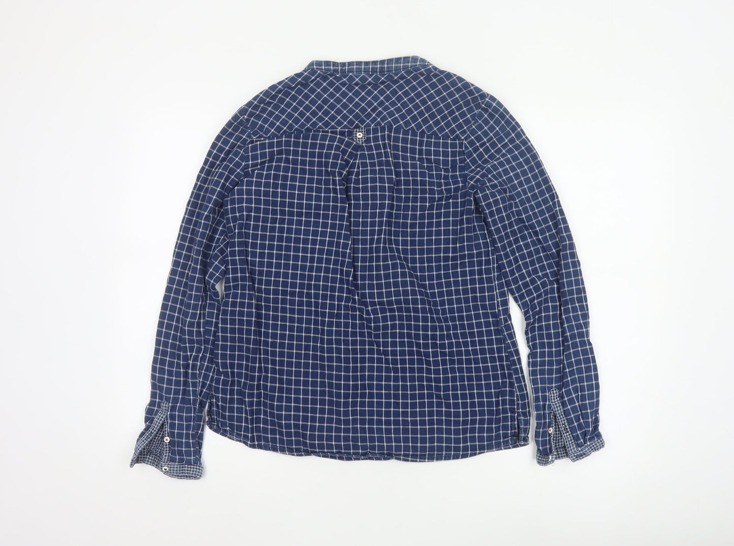 White Stuff Women’s Blue Check Cotton Tunic Blouse UK 10