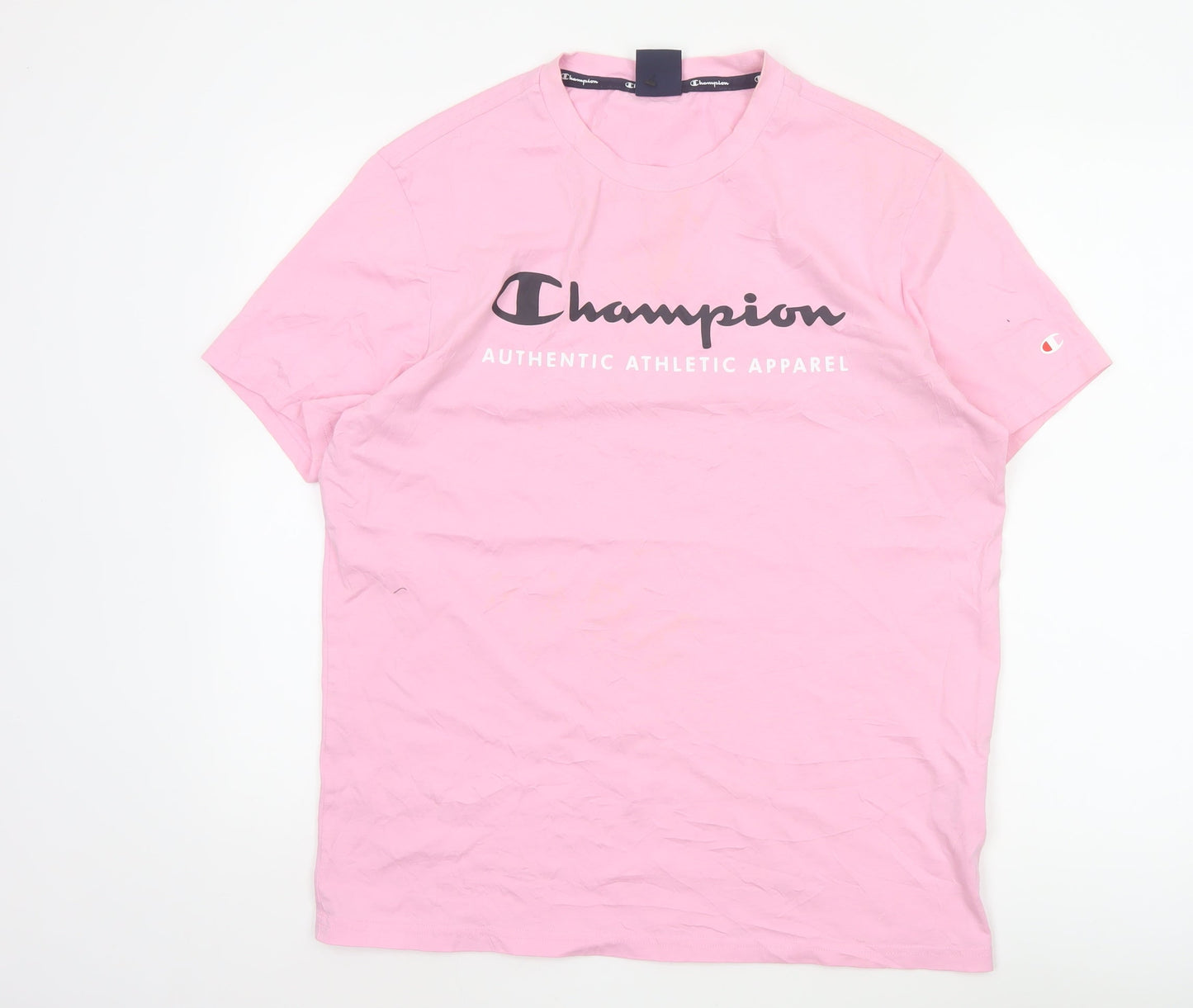 Champion Men's Pink Graphic Logo T-Shirt Size L Regular Fit