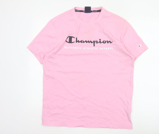 Champion Men's Pink Graphic Logo T-Shirt Size L Regular Fit