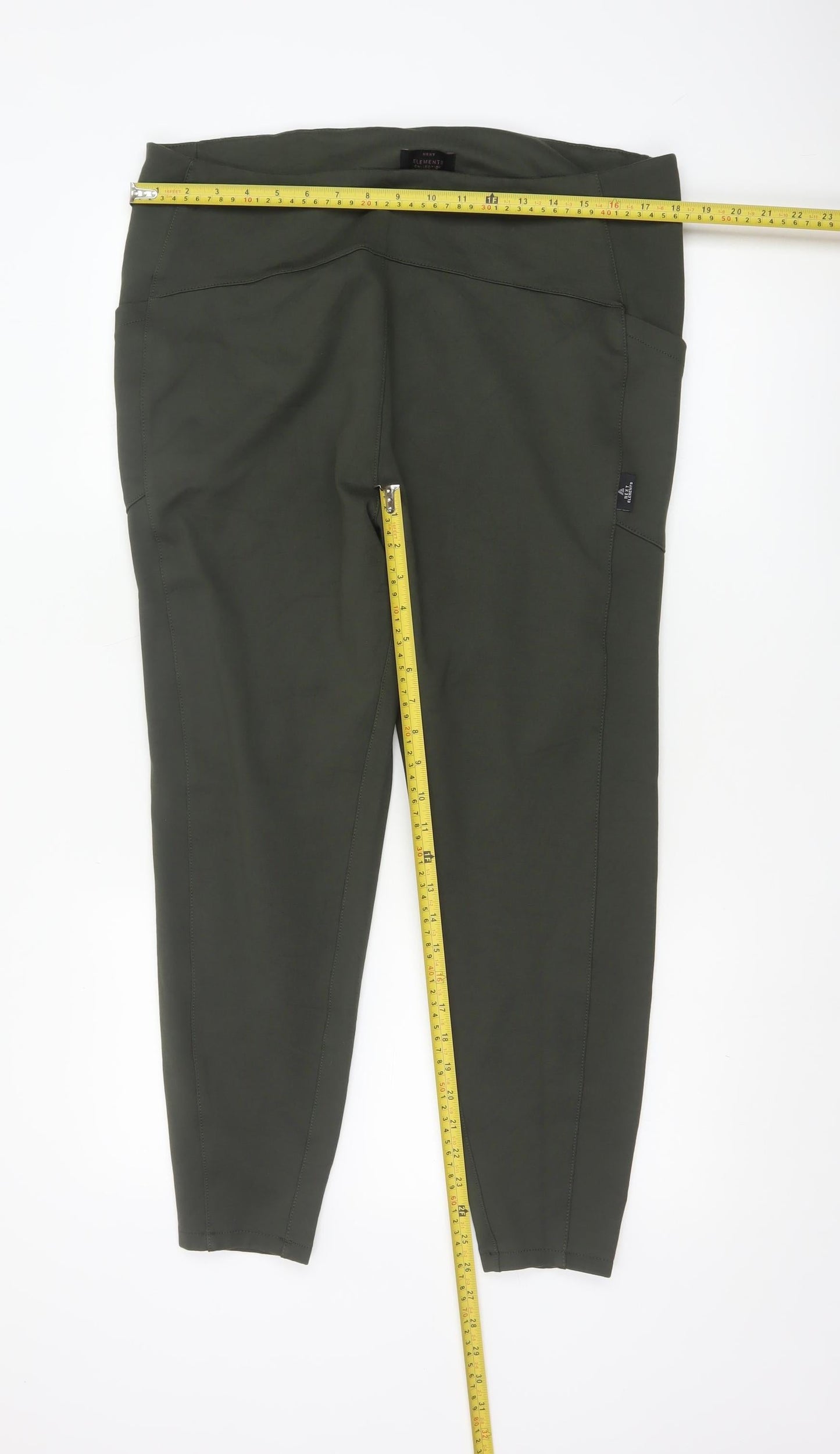 Next Women Green Jersey Leggings Size 20 Regular Stretch Trousers
