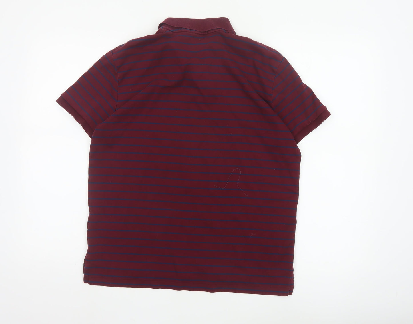 Polo Ralph Lauren Men's Burgundy Navy Striped Cotton Polo Shirt M