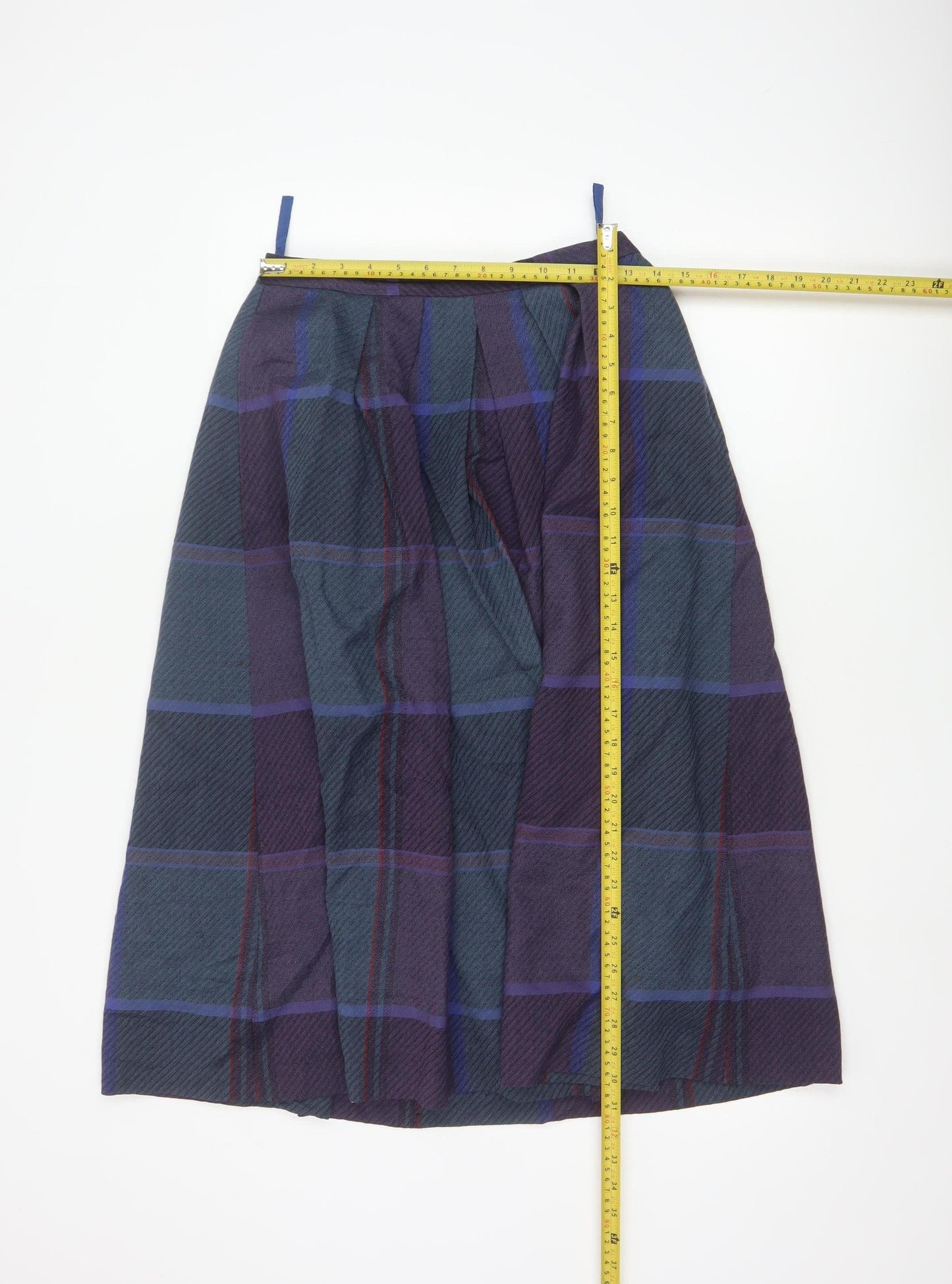 Viyella Women’s Purple Wool Plaid Midi A-Line Skirt Size 14