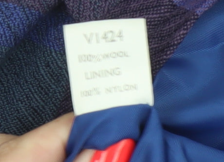 Viyella Women’s Purple Wool Plaid Midi A-Line Skirt Size 14