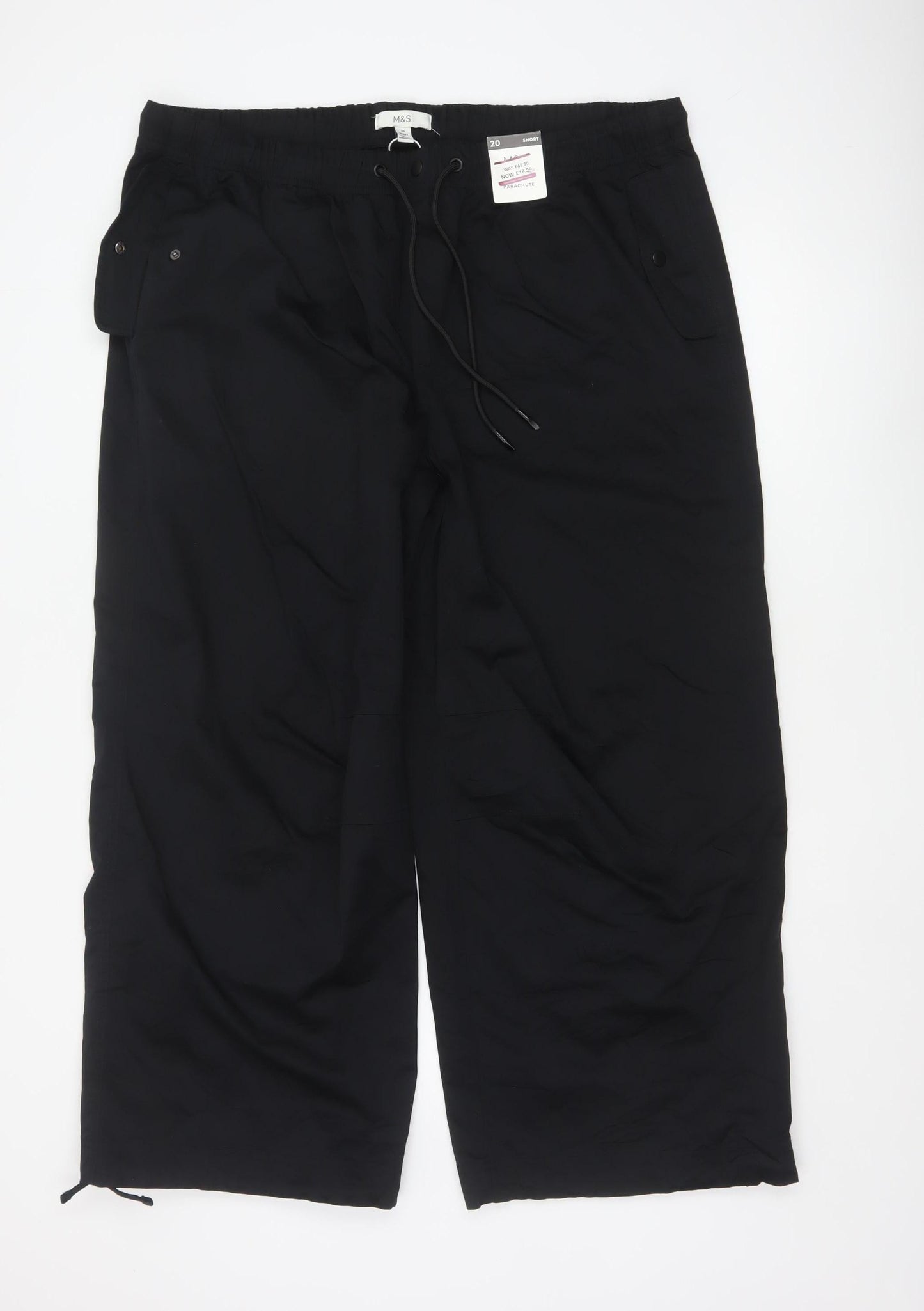 Marks and Spencer Women’s Black Cotton Cargo Trousers Size 20 Short